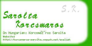 sarolta korcsmaros business card